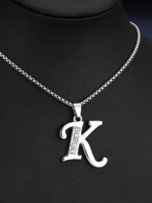 1 Stück Bestseller 26 Englische Buchstaben Halskette, modischer Kristall-Zirkonia Buchstaben Anhänger Halskette, Titan-Stahl Schlüsselbein-Kette für Geburtstag, Feiertag Geschenk, Unisex, Größe 60cm/70cm, großer Buchstaben-Halskette für Herren/Damen/Paare, Alltagsmode