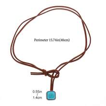 1 件波西米亞風格綠松石吊墜女式皮繩項鍊,復古珠寶,最好的朋友禮物 - 彩色 - 查看 3
