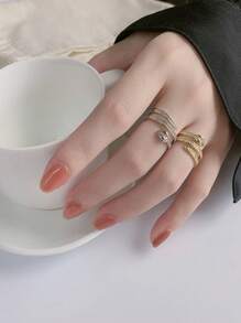 1pc Gothic Snake Ring Vintage Animal Punk Jewelry Open Adjustable Fashionable Wound Snake Shape Ring Simple Hip-Hop, With Diamonds Exuding A Superior Feel - Silver - View 9