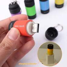 1pc Miniature Usb Rechargeable Keychain Light With Multi-Color White Beam Led Light And Lithium Battery, Portable Small Gift Flashlight - Grey - View 4
