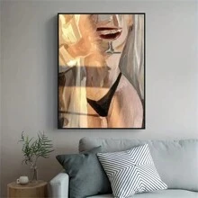 1 件現代性感帆布印刷海報,黑白性感女性藝術海報,抽象藝術品壁畫,適用於浴室臥室辦公室客廳牆壁裝飾,理想的禮物,家居裝飾,無框 - 土黃 - 查看 3