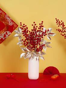 1PC Simulation Holly Fruit Maple Leaf Decorative Plants New Year Spring Festival Family Restaurant Table Festive Party DIY Vase Filling Plant Decoration - Multicolor - View 6