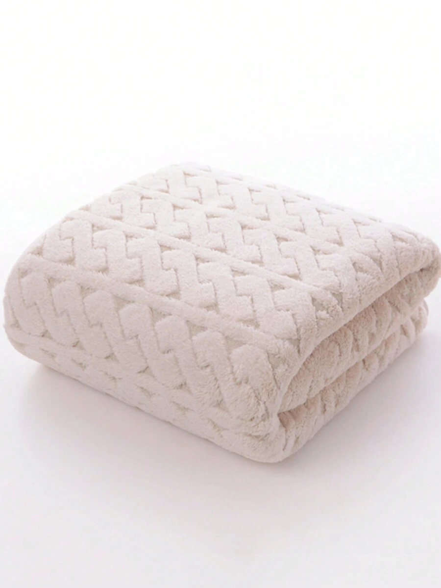 1 件柔軟吸水珊瑚絨情侶浴巾,華夫格設計,用於沐浴和洗臉 - 米色 - 查看 1