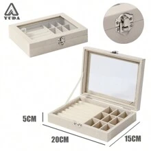 YUDA Jewelry Box, Exquisite And High-End Earring Storage Box, Earrings, Rings, Necklaces And Anti-Rust Jewelry Boxes - Beige - View 2