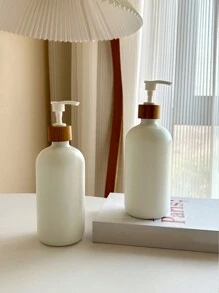 2pcs White Glass Dispenser Bottles For Large Capacity Hand Wash, Shampoo, Shower Gel, Soap Liquid, Lotion, Empty Bottle - White - View 1