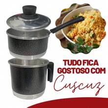 Cuscuzeira Individual Mini 2 pecas Preto Craqueado A Vapor Multi Uso - Preto - Visão 1