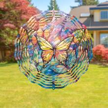 1 件裝蝴蝶風力旋轉器 3d 金屬懸掛飛蛾蝴蝶風力旋轉器庭院藝術花園裝飾品漸變色花園旋轉器禮品工藝品裝飾品動感懸掛捕風器適用於室內室外窗戶裝飾 - 蝴蝶1 - 查看 1