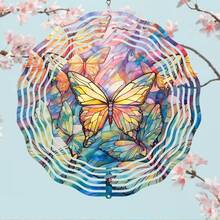 1 件裝蝴蝶風力旋轉器 3d 金屬懸掛飛蛾蝴蝶風力旋轉器庭院藝術花園裝飾品漸變色花園旋轉器禮品工藝品裝飾品動感懸掛捕風器適用於室內室外窗戶裝飾 - 蝴蝶1 - 查看 7