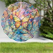 1 件裝蝴蝶風力旋轉器 3d 金屬懸掛飛蛾蝴蝶風力旋轉器庭院藝術花園裝飾品漸變色花園旋轉器禮品工藝品裝飾品動感懸掛捕風器適用於室內室外窗戶裝飾 - 蝴蝶1 - 查看 5