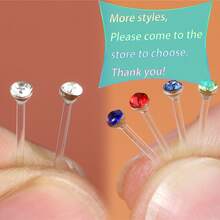 1 Box Pretty Hypoallergenic Inlaid Rhinestone Ear Stick Earrings On Plastic Posts About 14mm Clear Invisible Ear Bar Suitable For Women's Daily Wear - Clear - View 6