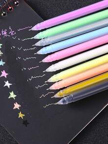 4入組創意diy黑卡相簿,高亮標記筆和10入組粉彩膠筆適用於筆記和塗鴉 - 彩色 - 查看 6