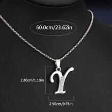 1 Stück Bestseller 26 Englische Buchstaben Halskette, modischer Kristall-Zirkonia Buchstaben Anhänger Halskette, Titan-Stahl Schlüsselbein-Kette für Geburtstag, Feiertag Geschenk, Unisex, Größe 60cm/70cm, großer Buchstaben-Halskette für Herren/Damen/Paare, Alltagsmode