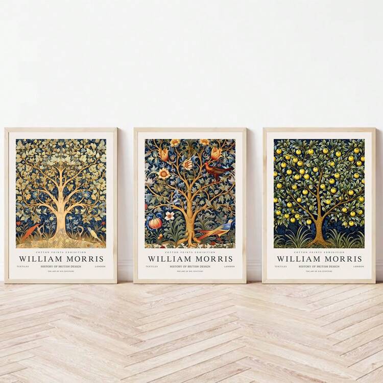 Set Di 3 Stampe Da Parete, Alberi, Uccelli, Piante, Stampe In Stile Art Nouveau, William Morris, Poster D'arte Per Esposizioni Museali Vintage, Decorazione Per Poster, Dipinti Su Tela, Senza Cornice - Multicolore - Visualizzare 2