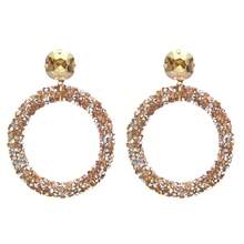 1雙時尚波西米亞風格樹脂圓形吊墜耳環,適合女性日常佩戴 - 香檳色 - 查看 1