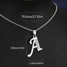 1 Stück Bestseller 26 Englische Buchstaben Halskette, modischer Kristall-Zirkonia Buchstaben Anhänger Halskette, Titan-Stahl Schlüsselbein-Kette für Geburtstag, Feiertag Geschenk, Unisex, Größe 60cm/70cm, großer Buchstaben-Halskette für Herren/Damen/Paare, Alltagsmode