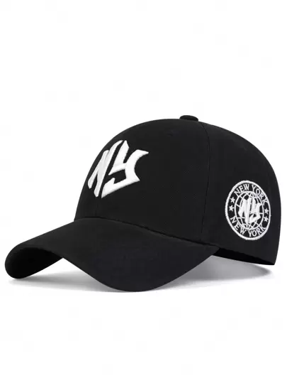 1入男士紐約幾何字母刺繡棒球帽，戶外可調式防曬休閒帽，適用於春秋旅行和海灘渡假