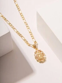 1 件时尚奢华铜镶嵌圣母玛利亚吊坠项链，适合作为礼物、朋友、日常或节日佩戴的配饰 - 金黃色 - 查看 3