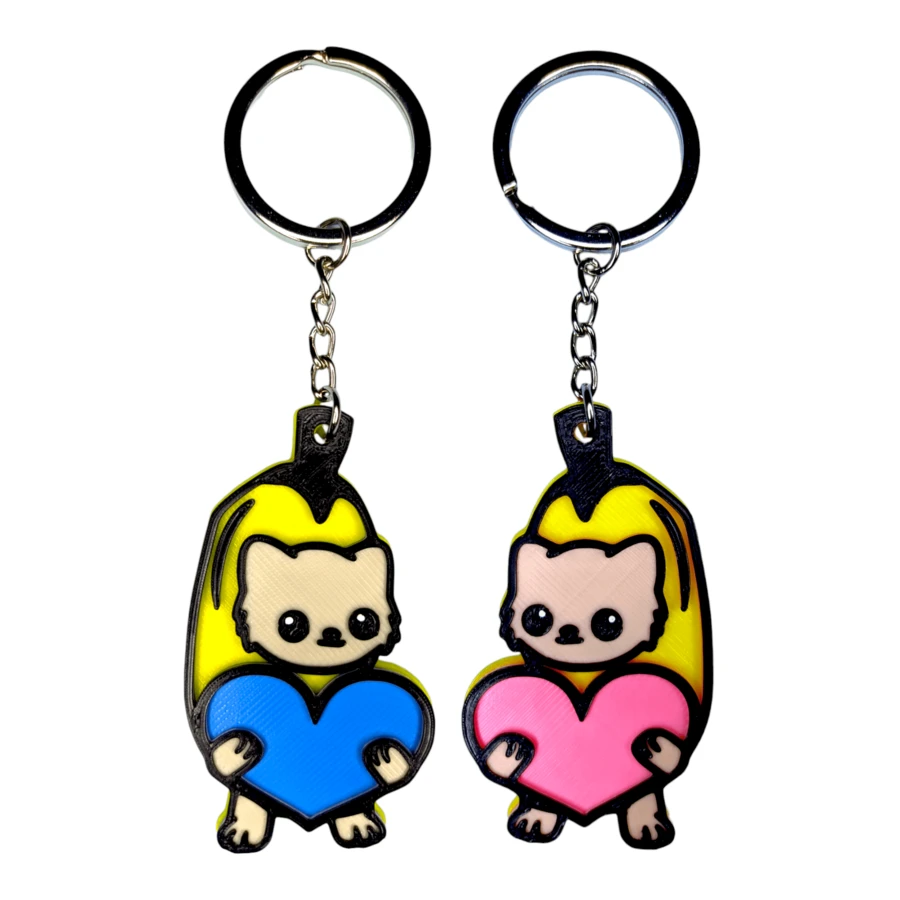 2 Llaveros Banana Cat Regalo Pareja Novios Amigos 14 Febrero