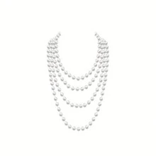 5入組1920年代化妝舞會配件套裝，復古黑色長手套、人造羽毛頭箍、人造珍珠項鍊手鏈組合 - 黑色 - 查看 2