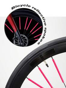 12pcs Cycling Accessory Pink Reflective Spoke Beads With Wire Clip - Pink - View 4