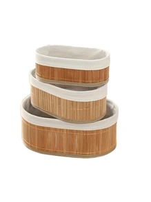 3入組橢圓形竹製架子籃,自然色,適用於衣櫃和架子上的儲物 - 自然色 - 查看 6