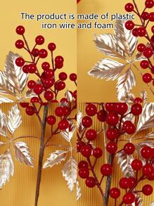 1PC Simulation Holly Fruit Maple Leaf Decorative Plants New Year Spring Festival Family Restaurant Table Festive Party DIY Vase Filling Plant Decoration - Multicolor - View 5