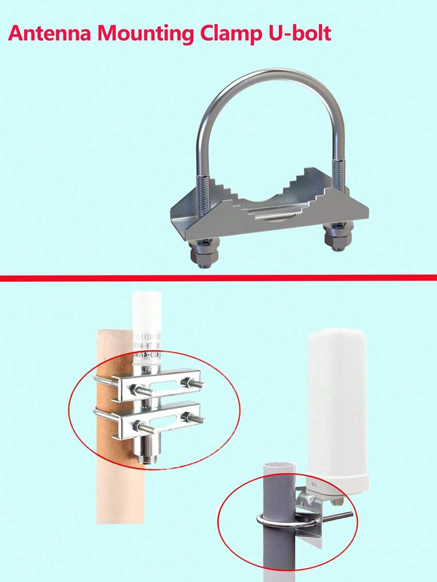 Antenna Mounting Clamp UBolt, Stainless Steel Antenna Mast Clamp VJaw