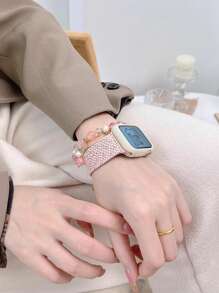 2 件可爱弹性透气可调节编织表带和柔软空心硅胶保护表壳，兼容 38/40/41/42/44/45/46/49 毫米，兼容 Series Ultra/SE/11/10/9/8/7/6/5/4/3/2/1，智能手表配件 - 彩色 - 查看 6