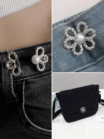 1 套裤子腰部紧固件即时牛仔裤纽扣适用于宽松牛仔裤腰部可拆卸牛仔裤纽扣别针服装配件无需缝纫腰带紧固件，时尚，简约，时尚，女士，女士，女性，中性