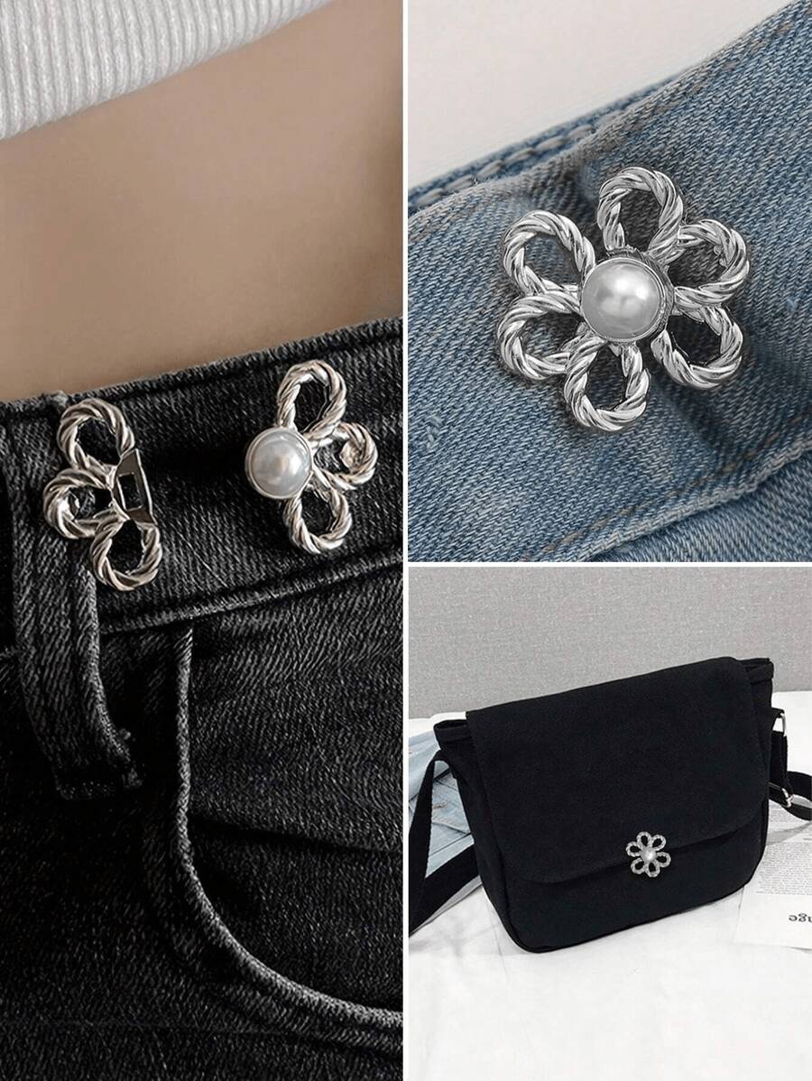 1 套裤子腰部紧固件即时牛仔裤纽扣适用于宽松牛仔裤腰部可拆卸牛仔裤纽扣别针服装配件无需缝纫腰带紧固件，时尚，简约，时尚，女士，女士，女性，中性