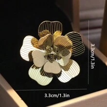 欧美流行时尚 316 不锈钢镀金优雅花形戒指，不褪色情人节、妈妈、母亲、母亲节、礼物 - 金色 - 查看 7