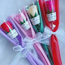 1 件情人節禮物,單朵蕾絲玫瑰香皂花人造花家居裝飾插花 - 彩色 - 查看 1