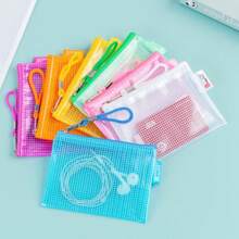 Mini Waterproof Transparent Id Card Holder Pouch, Small Coin Purse Zipper Bag, Card Case, Collecting Bag, Carrying Office Supplies Like Small Card Or File Document . - Purple - View 1