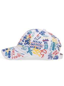 1pc Men's Graffiti Letters Baseball Cap, Outdoor Adjustable Sun Hat For Spring And Autumn - Multicolor - View 3