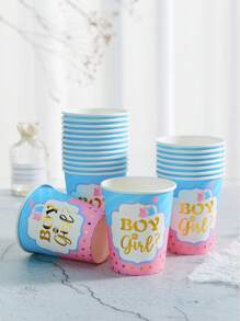 84pcs Gender Reveal Party Supplies Set, Disposable Tableware, 7/9 Inch Disposable Paper Plates, Cups, Napkins - Suitable For Pink And Blue Gender Reveal Decorations Back To School Valentine Day