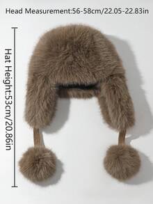 1pc Fluffy Bucket Hat And Faux Mink Fluffy Thickened Fashionable High-End Gift Hat - Camel - View 4