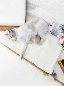 1入組白色小羊毛毛絨自加熱狗墊,適用於小型和中型貓狗, 給寵物提供溫暖的羊皮狗床墊,室內使用的熱能寵物坐墊 - 白色 - 查看 7