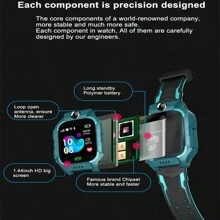1 pieza Reloj inteligente 2024 Nuevo con tarjeta SIM Smartwatch como regalo Llamada de emergencia SOS Cámara 2G Chat de voz Pantalla a color Seguimiento de ubicación LBS Alarma Monitoreo remoto Juegos matemáticos Linterna - Verde - Ver 11
