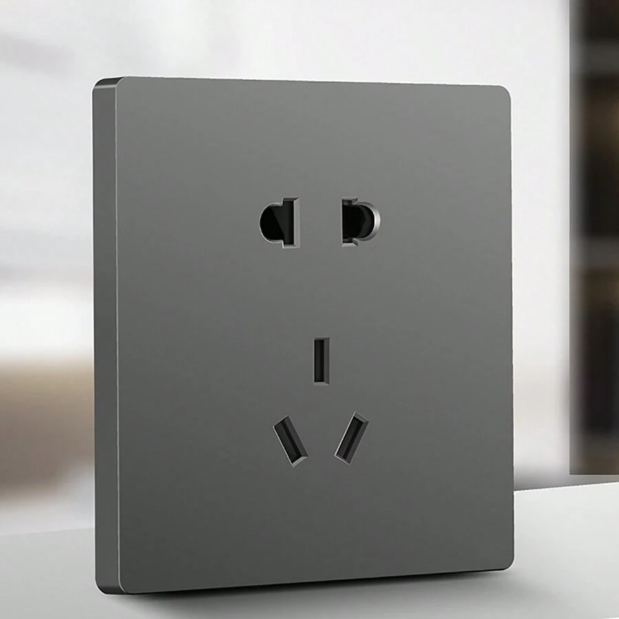 1pc 86-Type Gray Socket Panel, 16a, Household Multi-Holes Concealed Installation - Grey - View 1