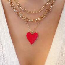 Vintage Color Heart Pendant Faux Pearl Necklace For Women Girls Fashion Gold Color Chain Choker Necklaces Valentines,Mom,Mother,Mother's Day,Gift