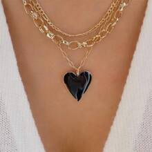 Vintage Color Heart Pendant Faux Pearl Necklace For Women Girls Fashion Gold Color Chain Choker Necklaces Valentines,Mom,Mother,Mother's Day,Gift