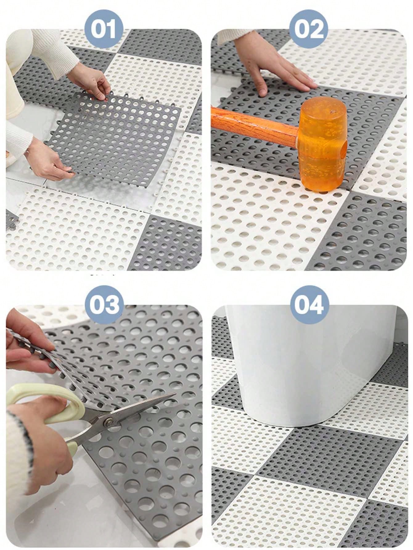 1pc Bathroom AntiSkid Mat, Shower Room NonSlip Pad, Hollow Out Design