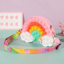 1pc Rainbow & Cloud Shaped Silicone Coin Purse Crossbody Bag, Lovely Cartoon Children Bag & Stress Relief Puzzle Toy - Multicolor - View 7