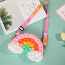 1pc Rainbow & Cloud Shaped Silicone Coin Purse Crossbody Bag, Lovely Cartoon Children Bag & Stress Relief Puzzle Toy - Multicolor - View 1