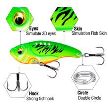 6Pcs/Pack VIB Lure 3/5/7/10/15/20g Sinking Casting Lure 3D Eyes Spinner Blade Baits Hard Fishing Lures Artificial Crankbait For Bass Walleyes Trout