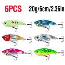 6Pcs/Pack VIB Lure 3/5/7/10/15/20g Sinking Casting Lure 3D Eyes Spinner Blade Baits Hard Fishing Lures Artificial Crankbait For Bass Walleyes Trout