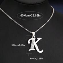 1 Stück Bestseller 26 Englische Buchstaben Halskette, modischer Kristall-Zirkonia Buchstaben Anhänger Halskette, Titan-Stahl Schlüsselbein-Kette für Geburtstag, Feiertag Geschenk, Unisex, Größe 60cm/70cm, großer Buchstaben-Halskette für Herren/Damen/Paare, Alltagsmode