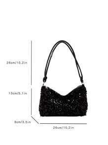 Luxury Sequins Quilted Evening Bag, Elegant Dress Clutch Purse, Women's Handbag For Wedding Party Prom Banquet