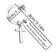 1pc Unisex Stainless Steel Keychain With Cross Pendant, Great Gift For Friends - Silver - View 2