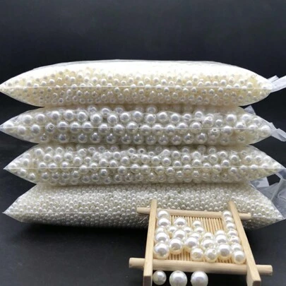 Yiwu Qiyou Accessories Co., LTD 250g/Pack 3-20mm ABS Faux Pearl Beads, White Round Hole, Jewelry Making Materials For Women Bracelets Necklaces DIY Accessories